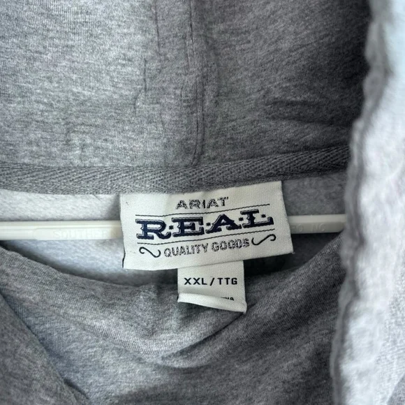 Ariat Gray Hoodie with Multicolor Logo - Picture 2 of 4